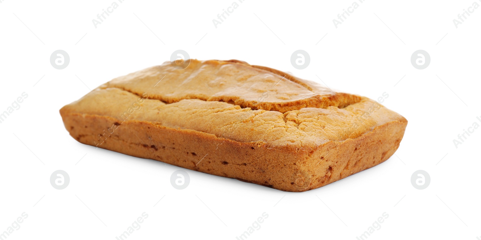 Photo of Delicious homemade yogurt cake on white background