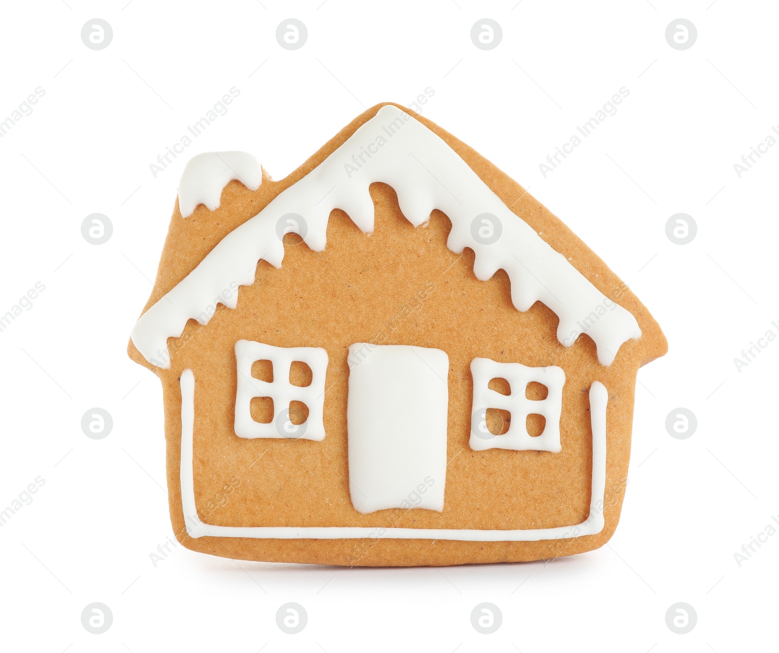 Photo of Tasty homemade Christmas cookie on white background