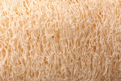 Photo of Loofah sponge as background, top view. Personal hygiene product