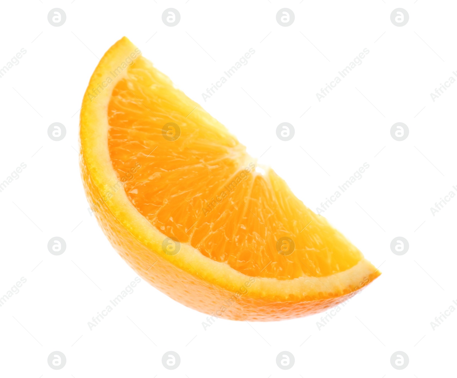 Photo of Slice of fresh ripe orange isolated on white