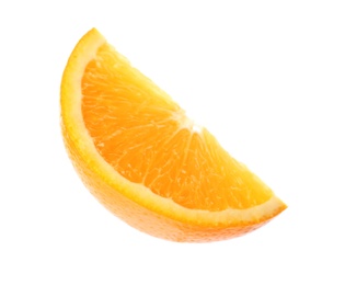 Photo of Slice of fresh ripe orange isolated on white