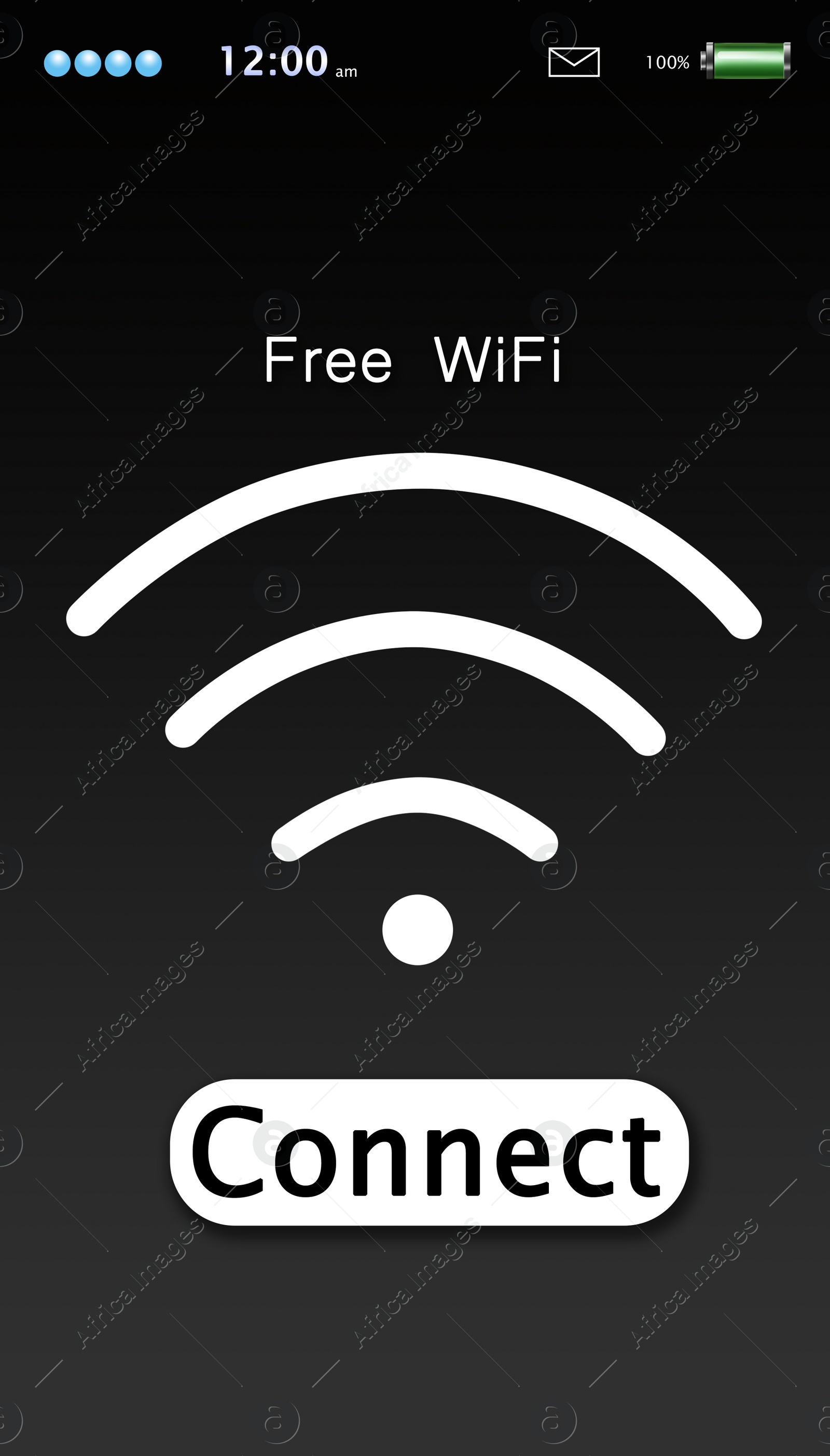 Illustration of Free WiFi. Gadget display with text and symbol, illustration design