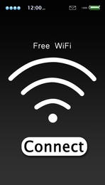 Illustration of Free WiFi. Gadget display with text and symbol, illustration design