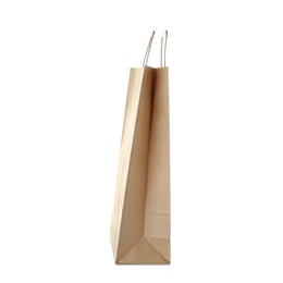 Empty paper shopping bag on white background