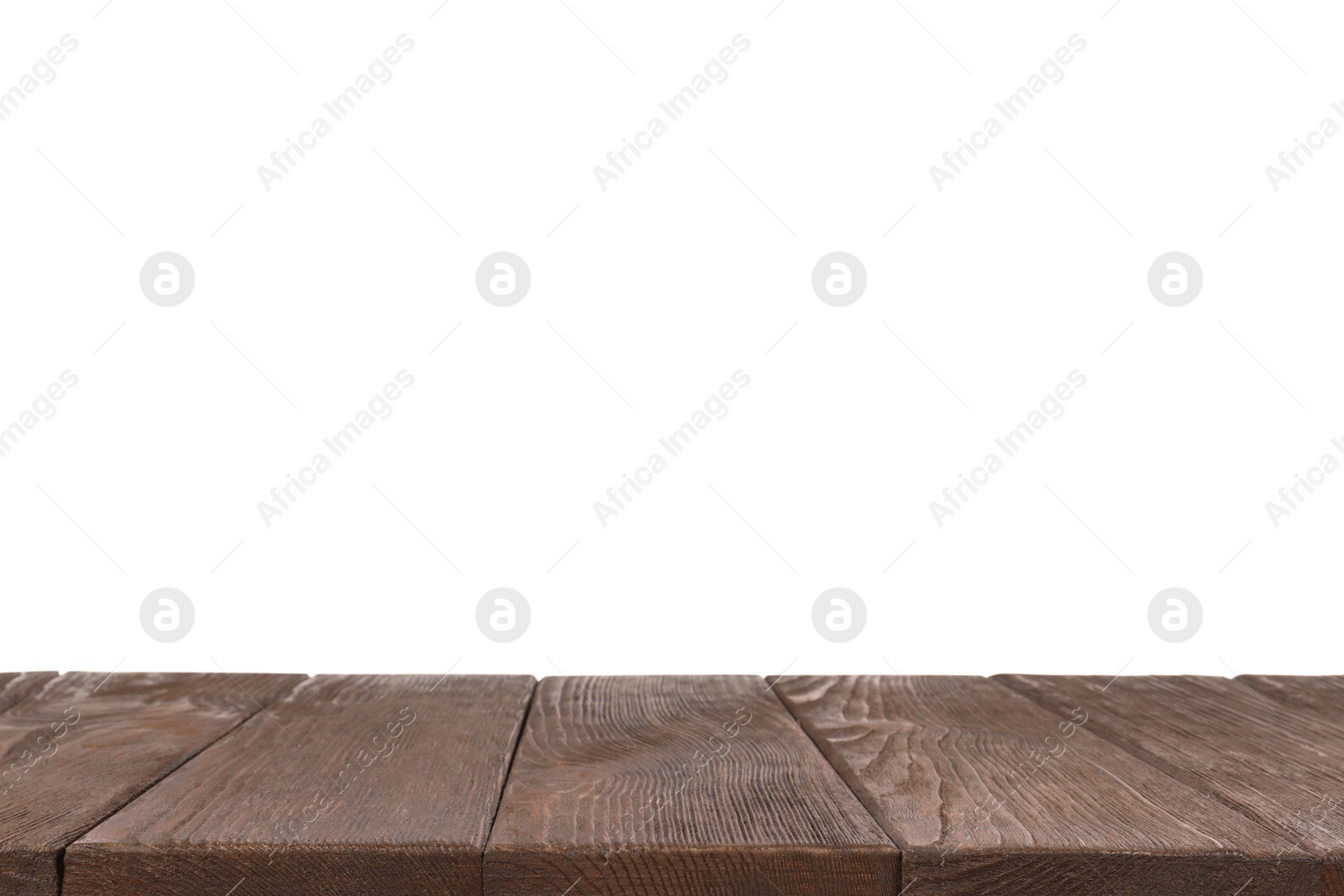 Photo of Empty brown wooden surface isolated on white