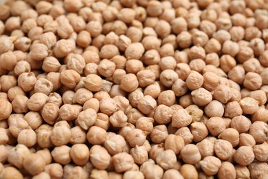 Heap of chickpea as background, closeup view. Veggie seeds