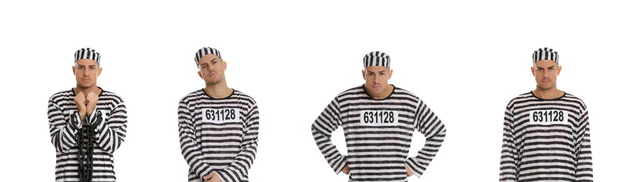 Image of Collage with photos of prisoner on white background. Banner design