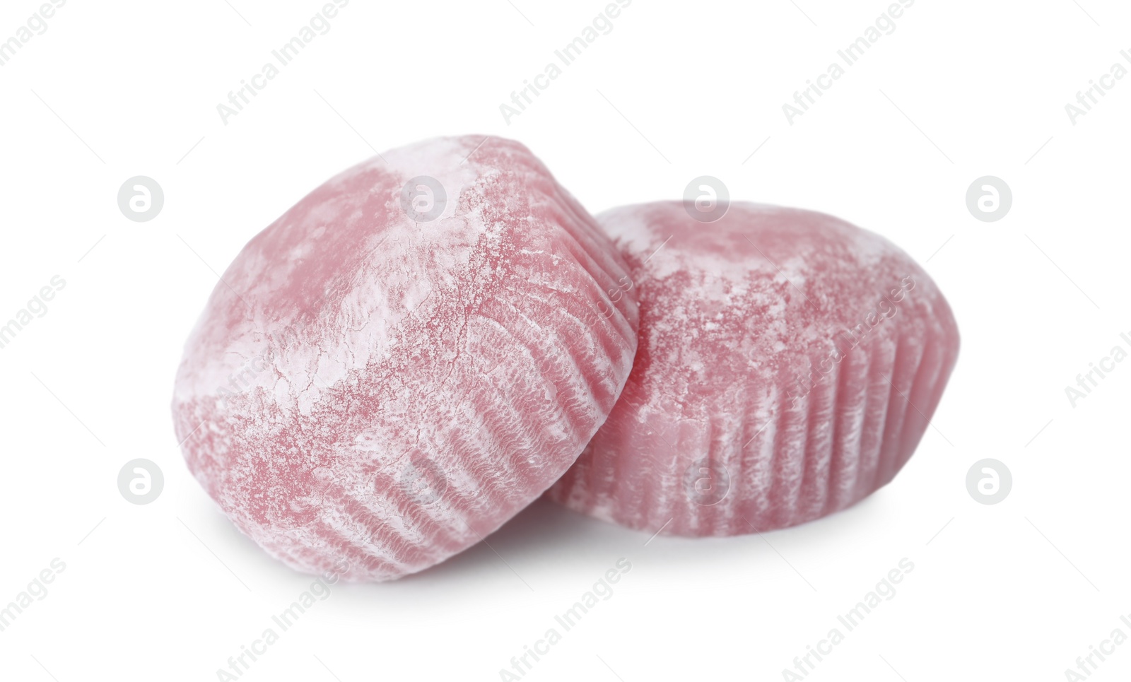 Photo of Delicious mochi on white background. Traditional Japanese dessert