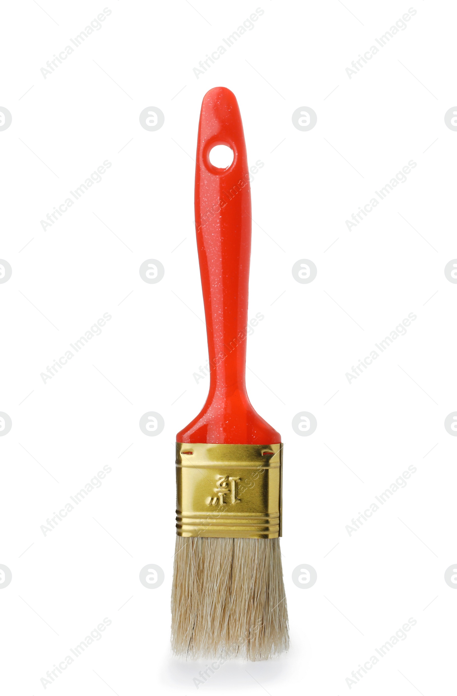 Photo of New paint brush on white background. Decorating tool