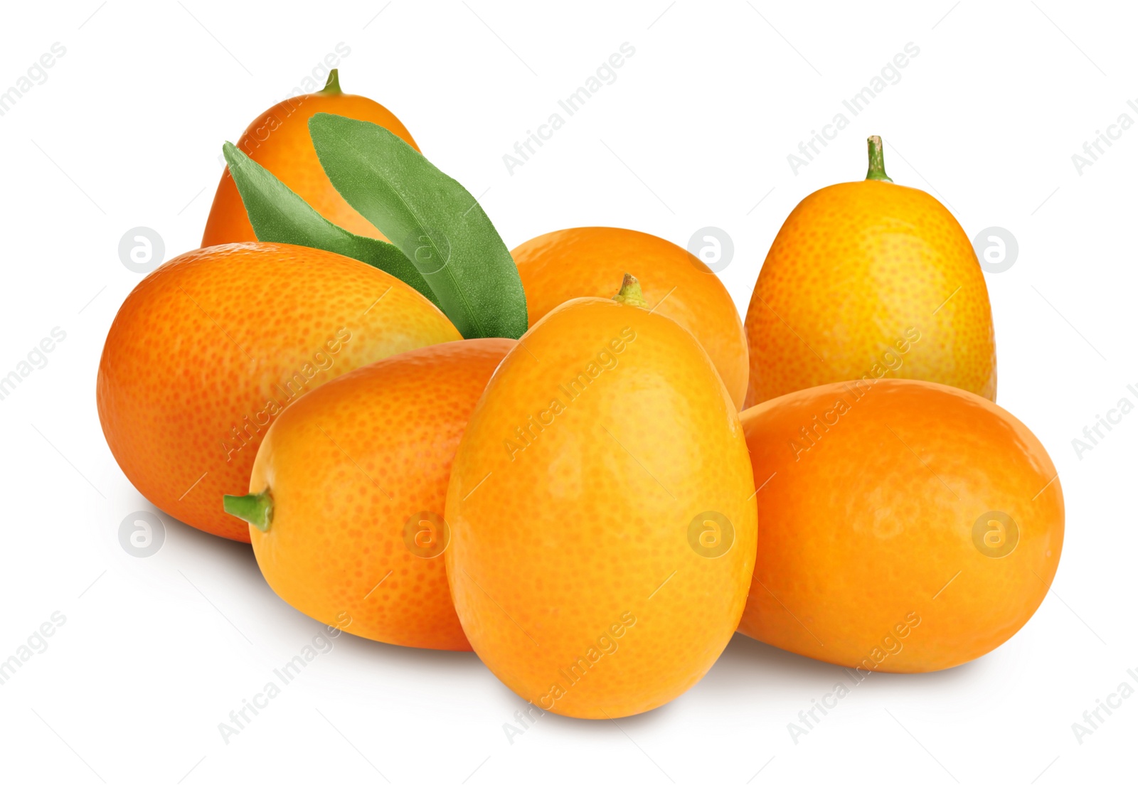 Image of Fresh ripe kumquat fruits on white background