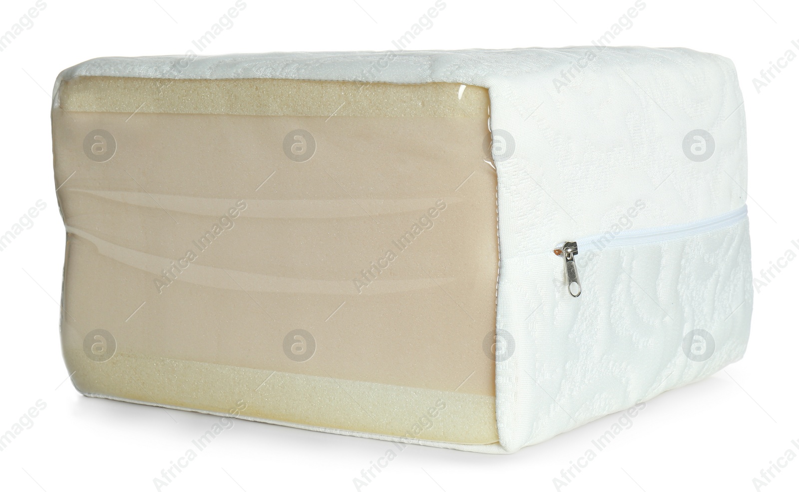 Photo of Sample of modern orthopedic mattress isolated on white