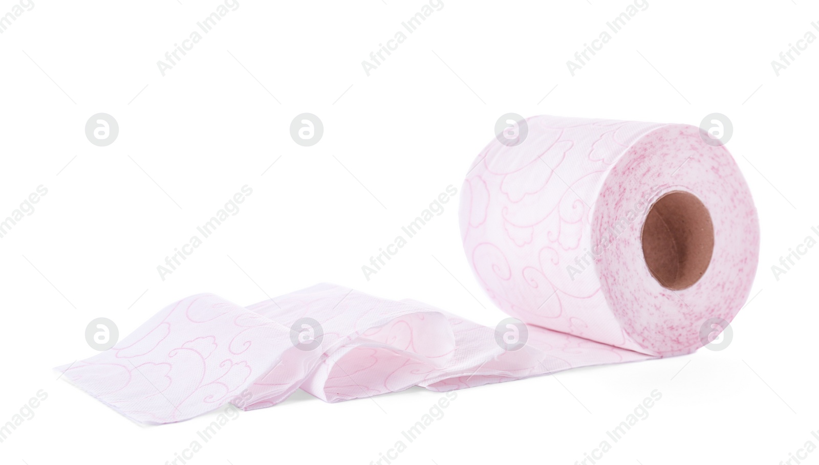 Photo of Roll of toilet paper on white background. Personal hygiene