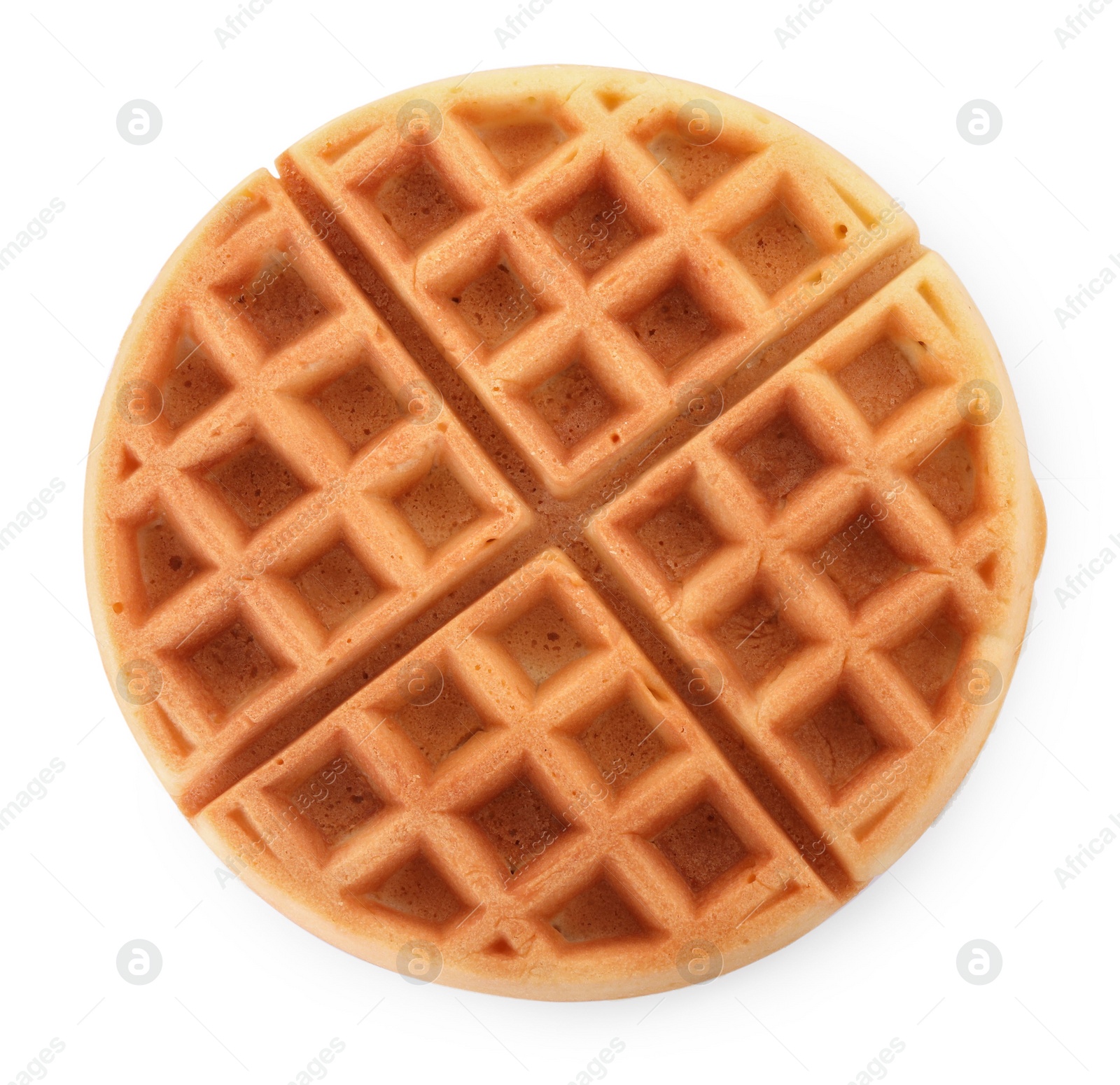 Photo of One tasty Belgian waffle isolated on white