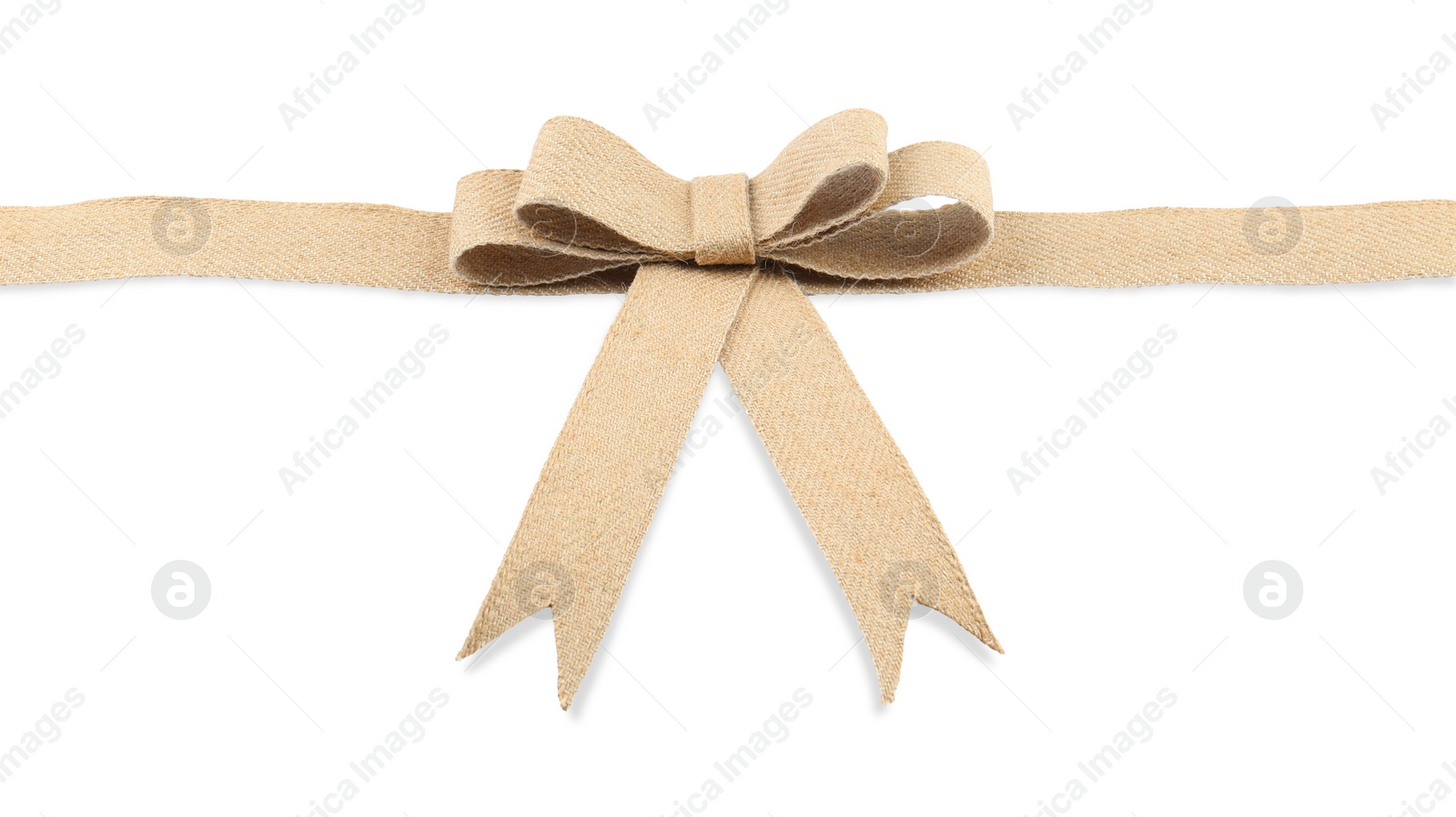 Photo of One beautiful burlap bow isolated on white