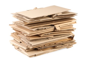 Photo of Stack of cardboard pieces isolated on white