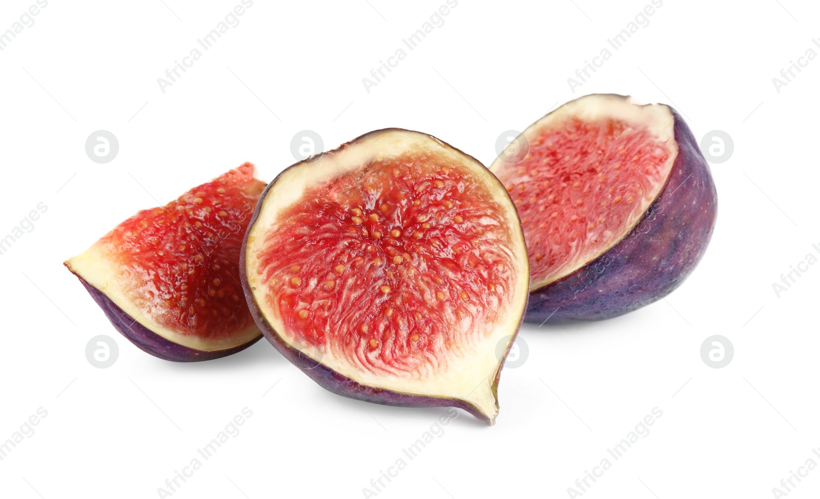 Photo of Tasty fresh fig fruits on white background