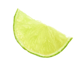 Slice of fresh lime on white background