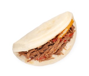 Photo of Delicious gua bao isolated on white, top view