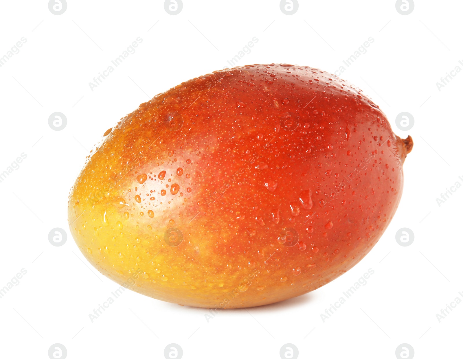 Photo of Delicious ripe mango on white background. Tropical fruit