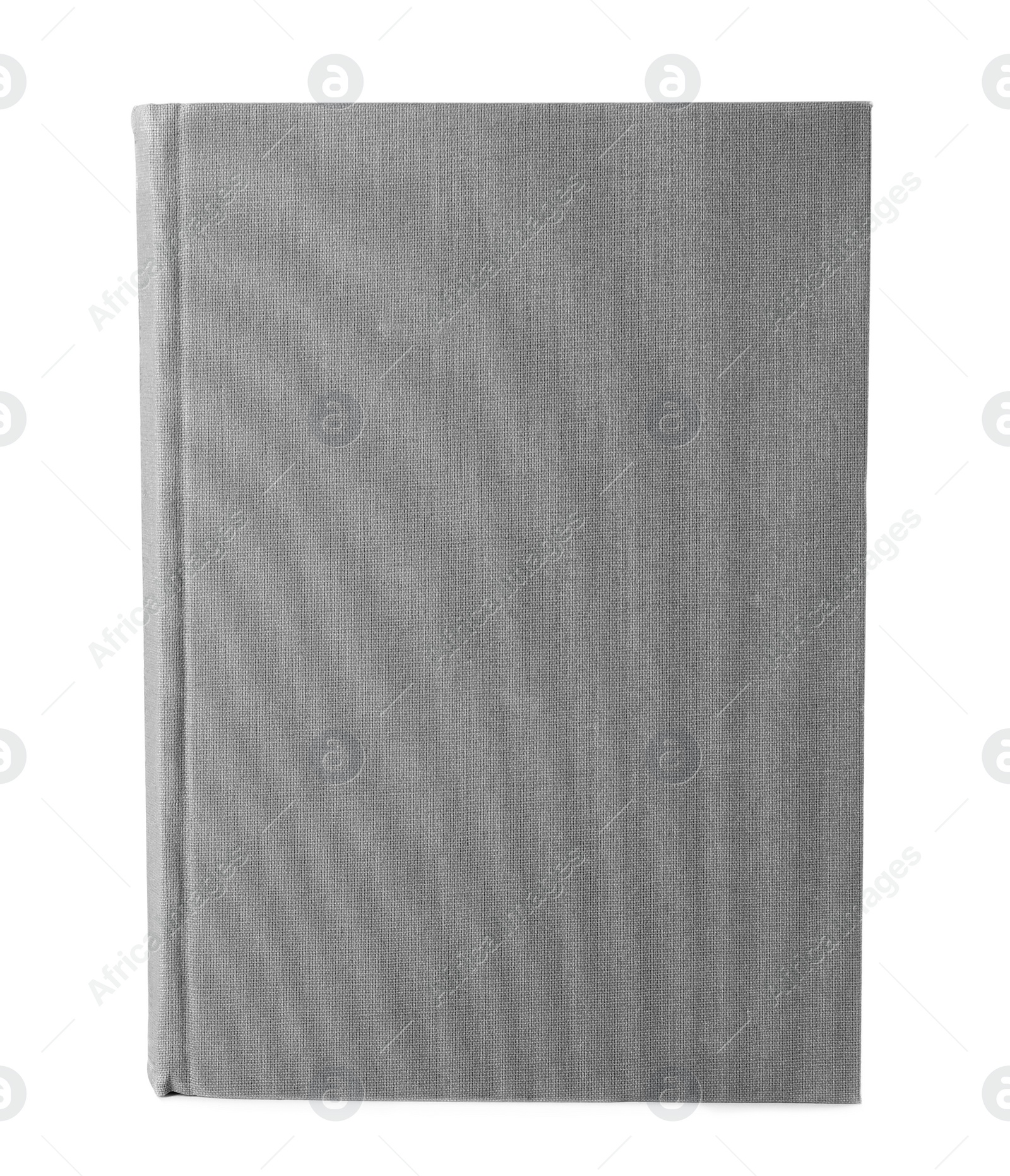 Photo of Book with blank grey cover on white background