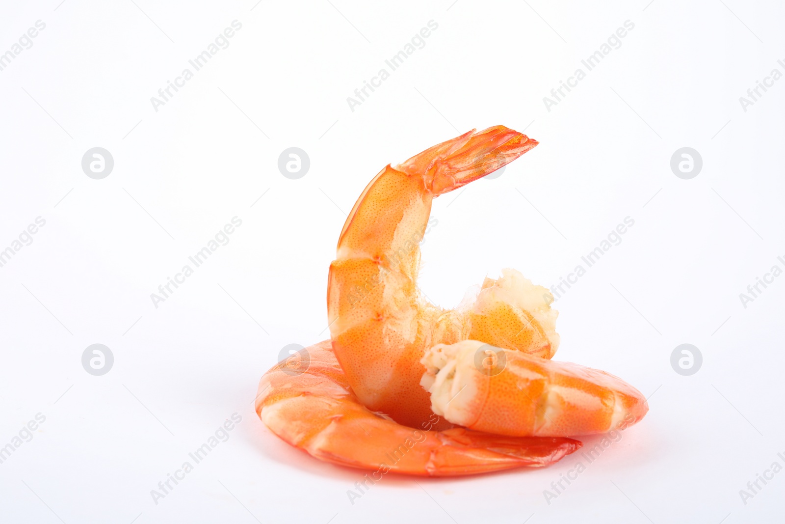 Photo of Delicious freshly cooked shrimps isolated on white