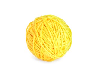 Soft yellow woolen yarn isolated on white