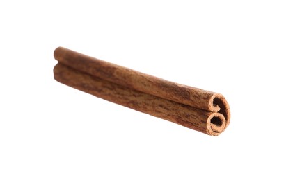 Photo of One aromatic cinnamon stick isolated on white