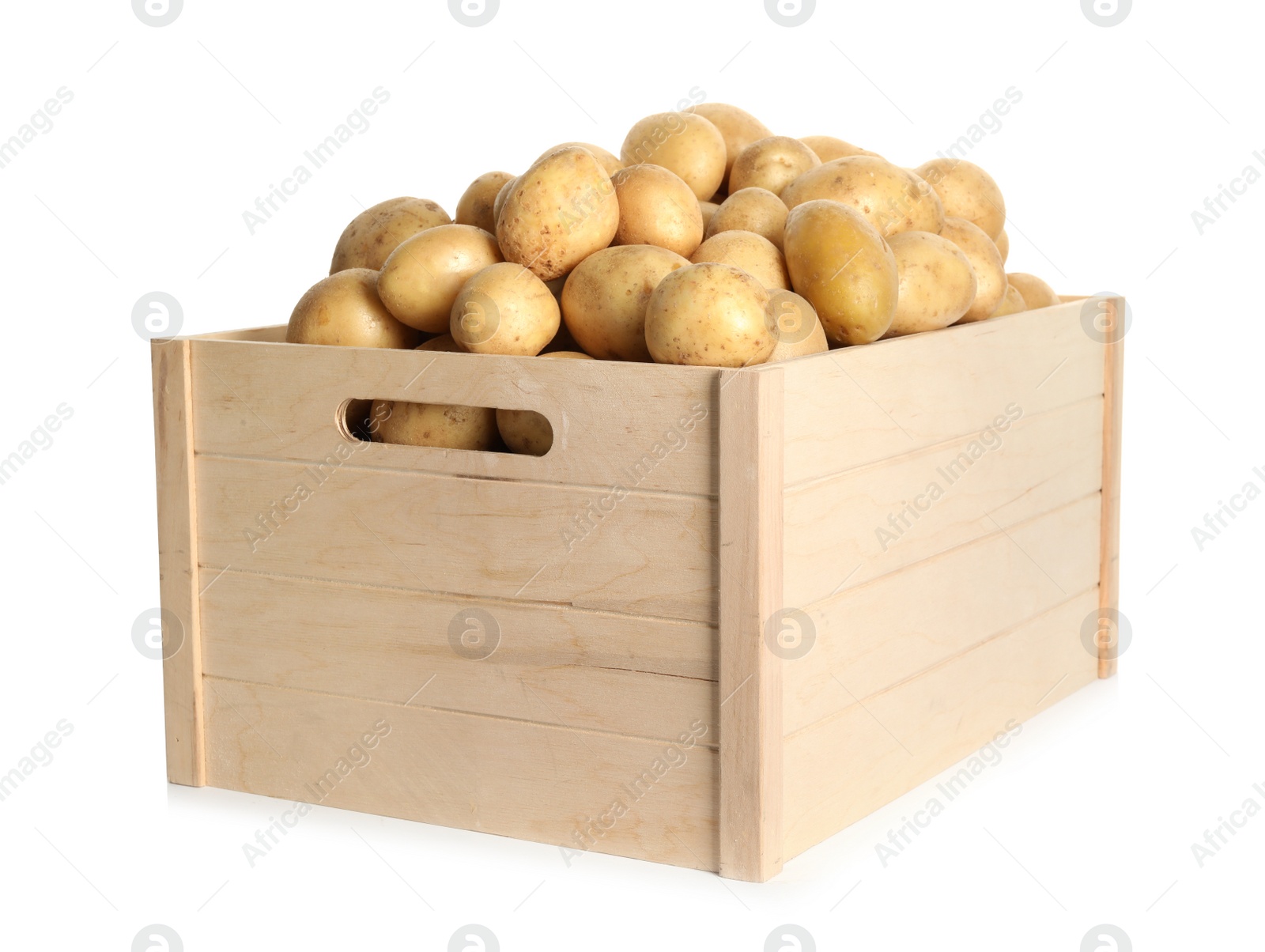 Photo of Raw fresh organic potatoes on white background