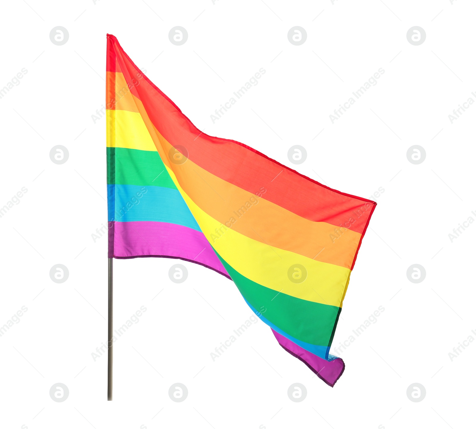 Photo of Bright rainbow LGBT flag isolated on white