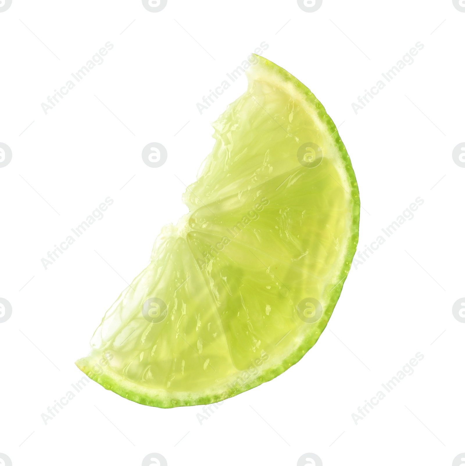 Photo of Cut fresh juicy lime on white background