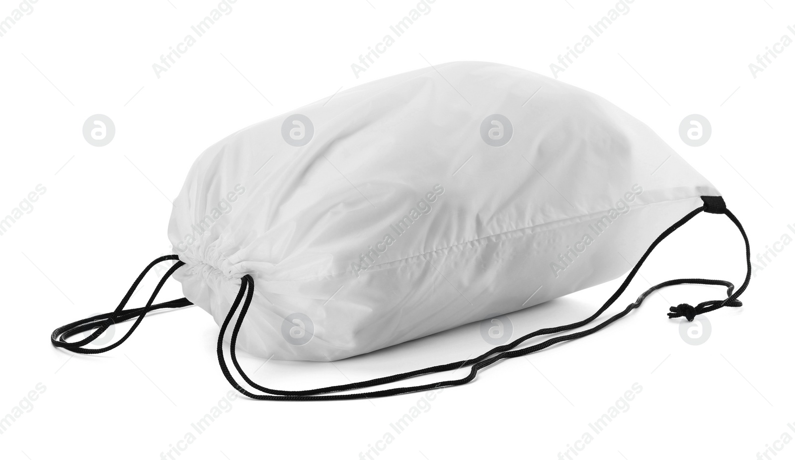 Photo of One beautiful drawstring bag isolated on white