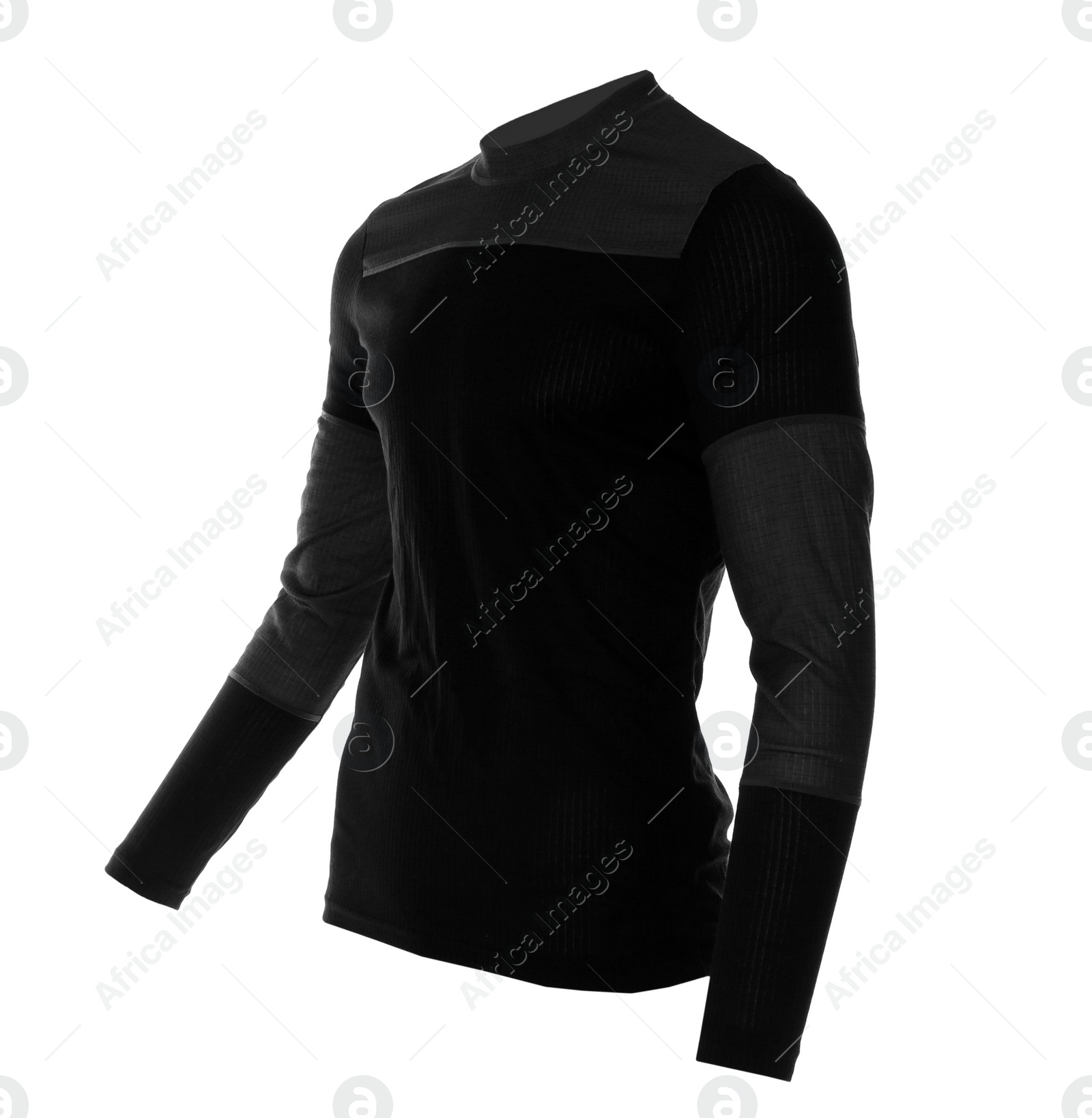 Photo of Thermal underwear long sleeve shirt isolated on white. Winter sport clothes