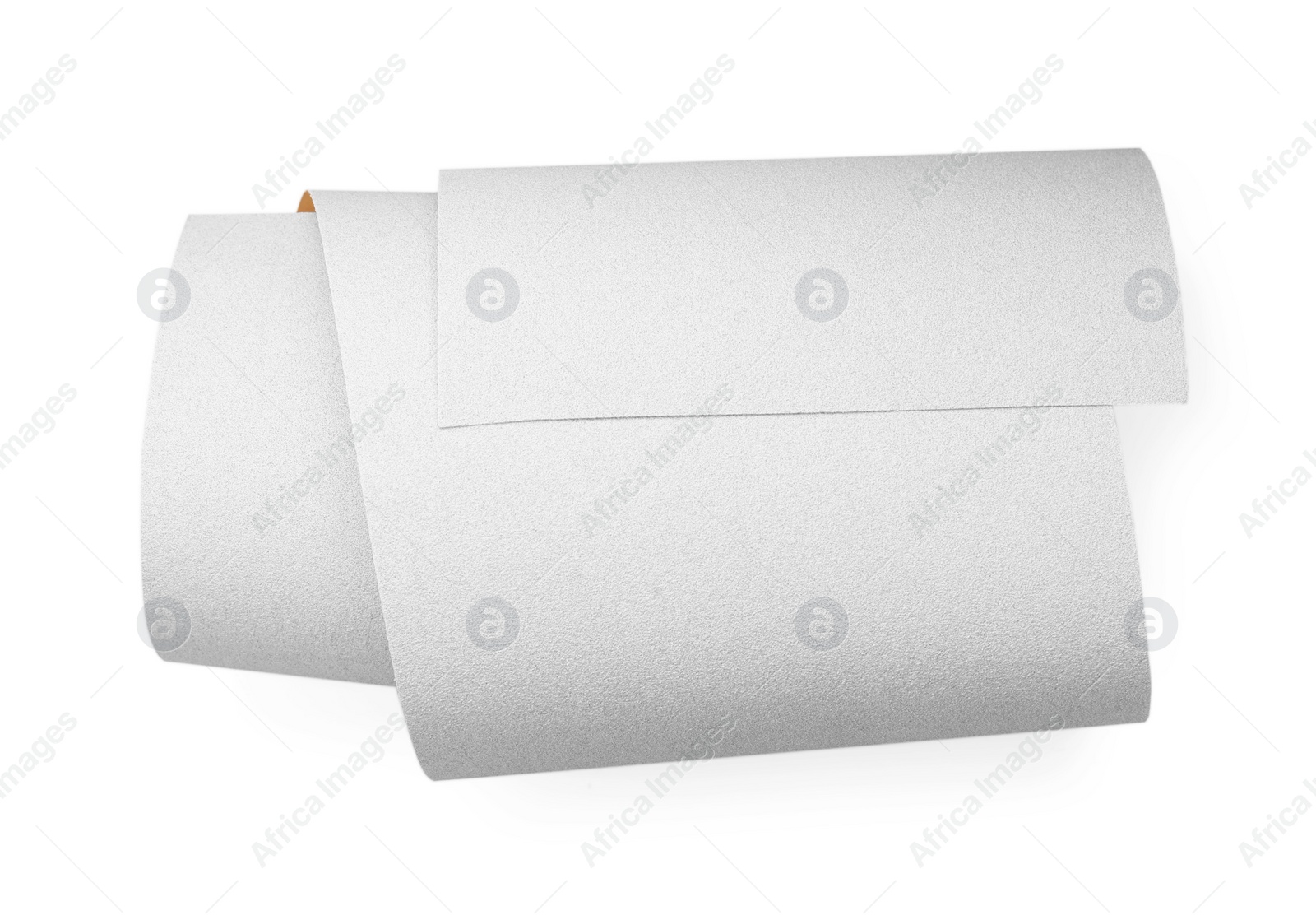 Photo of Sheet of coarse sandpaper isolated on white, top view