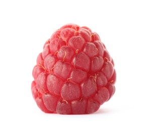 Photo of Delicious fresh ripe raspberry on white background