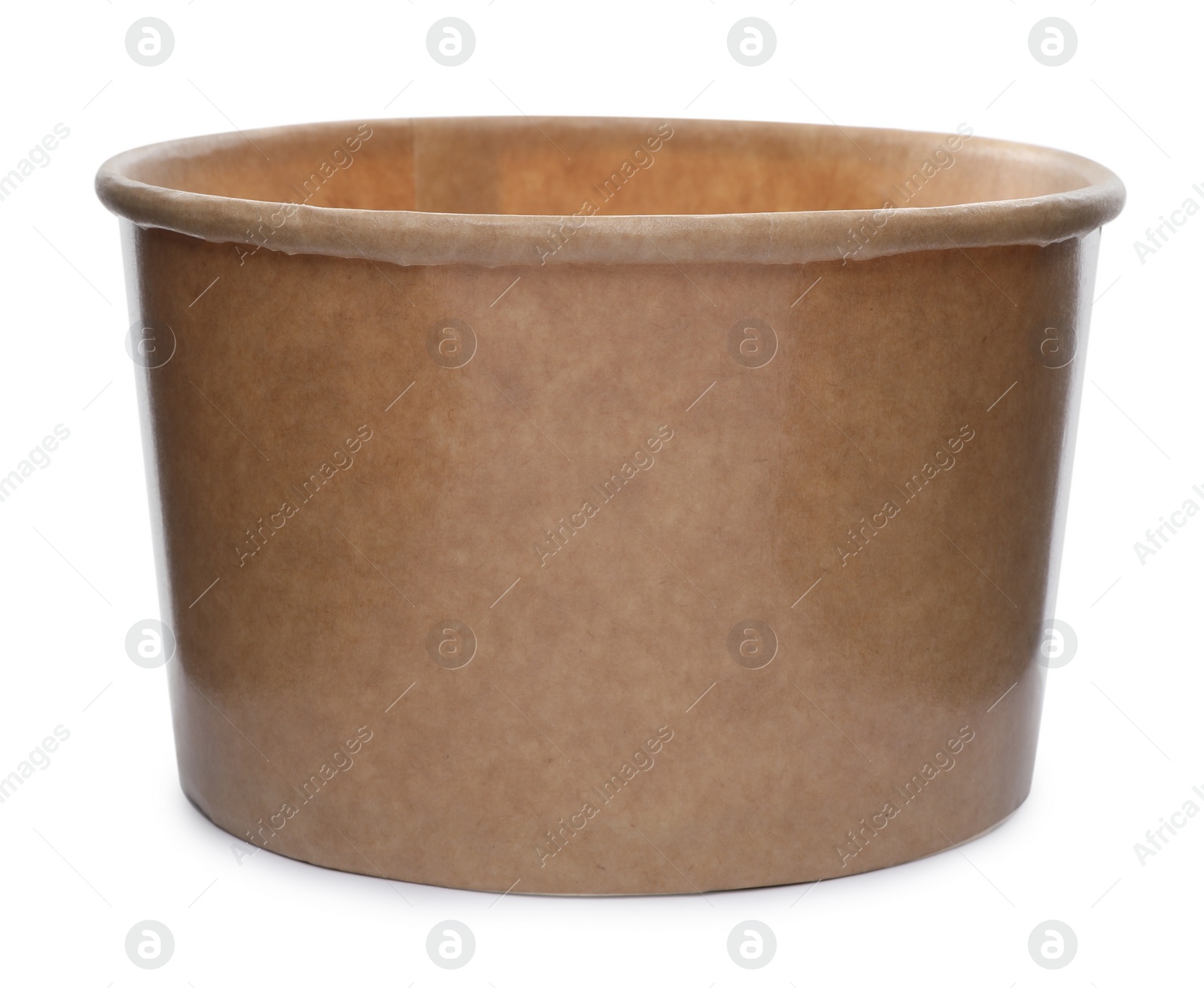 Photo of Empty paper bowl isolated on white. Container for food