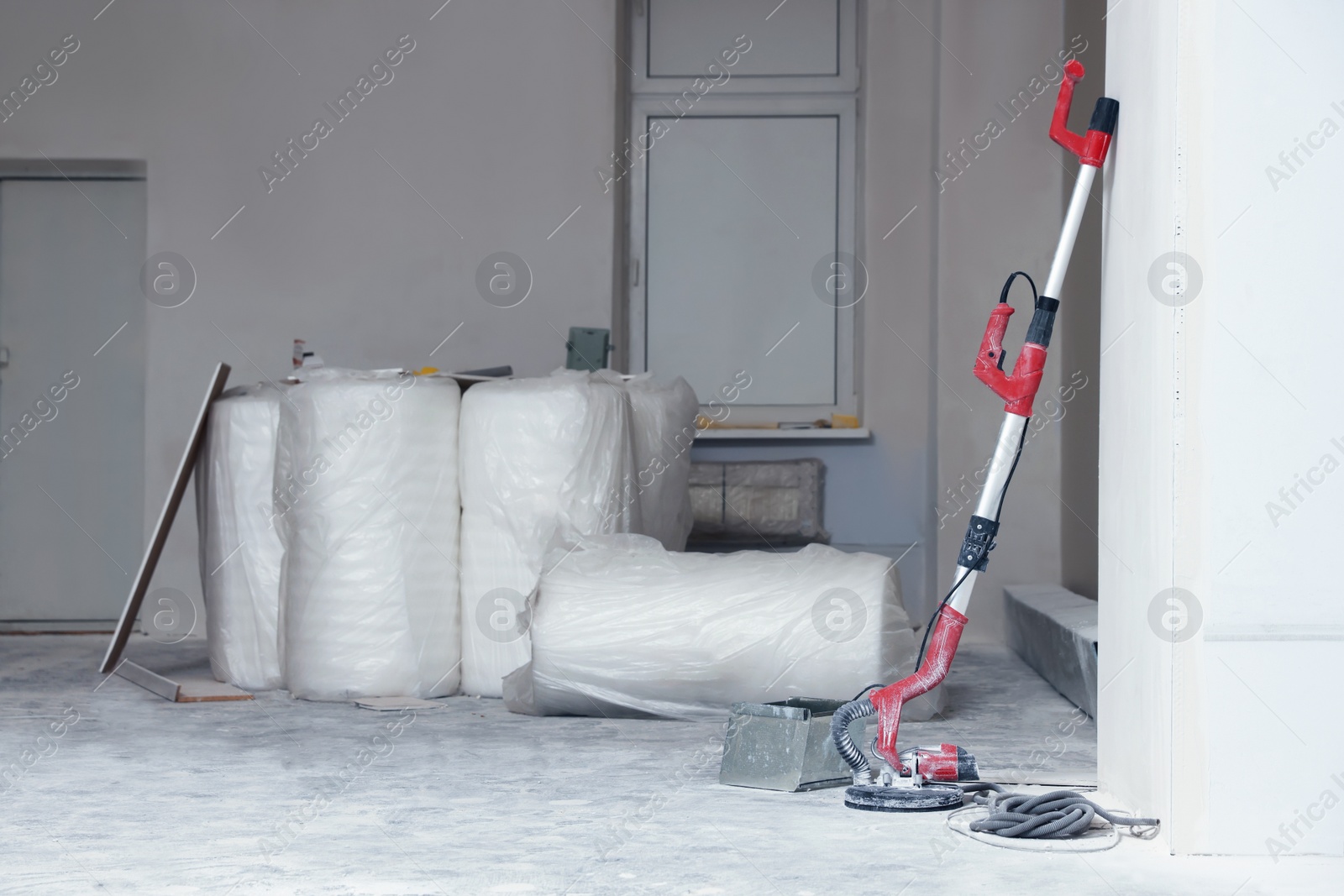 Photo of Materials and tools in apartment during repair. Home renovation