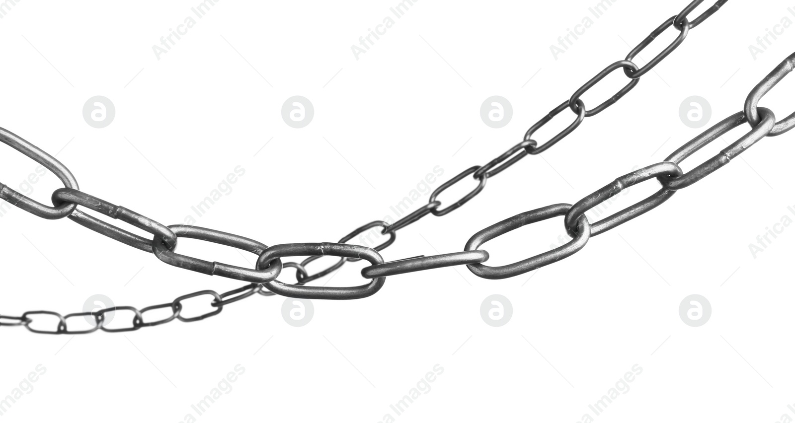 Photo of Two common metal chains isolated on white