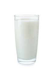 Glass of fresh milk isolated on white