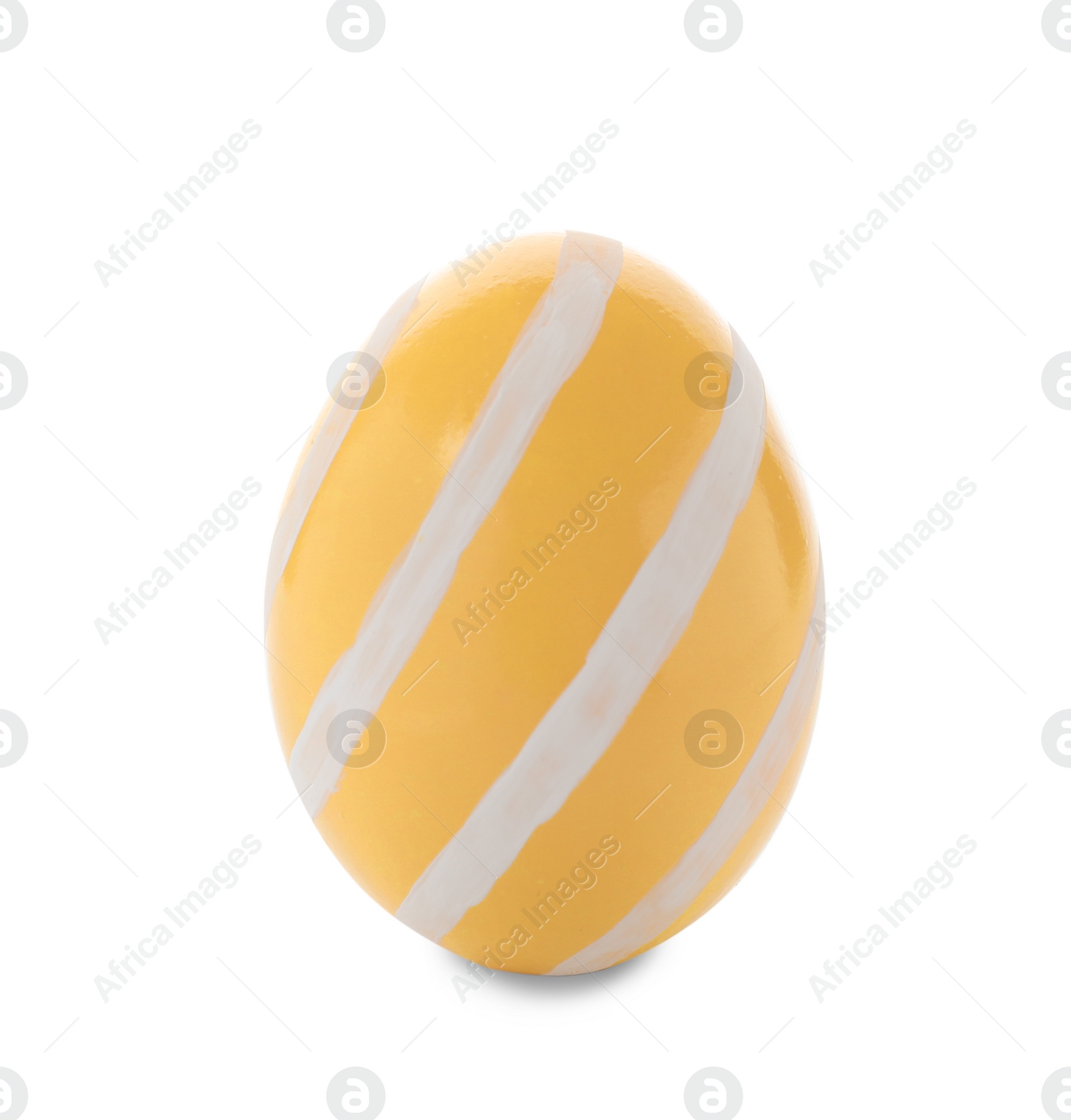 Photo of Decorated Easter egg on white background. Festive tradition