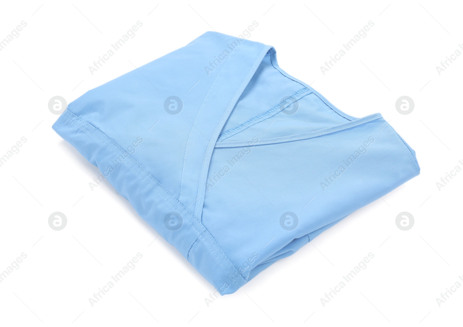 Photo of Light blue medical uniform isolated on white