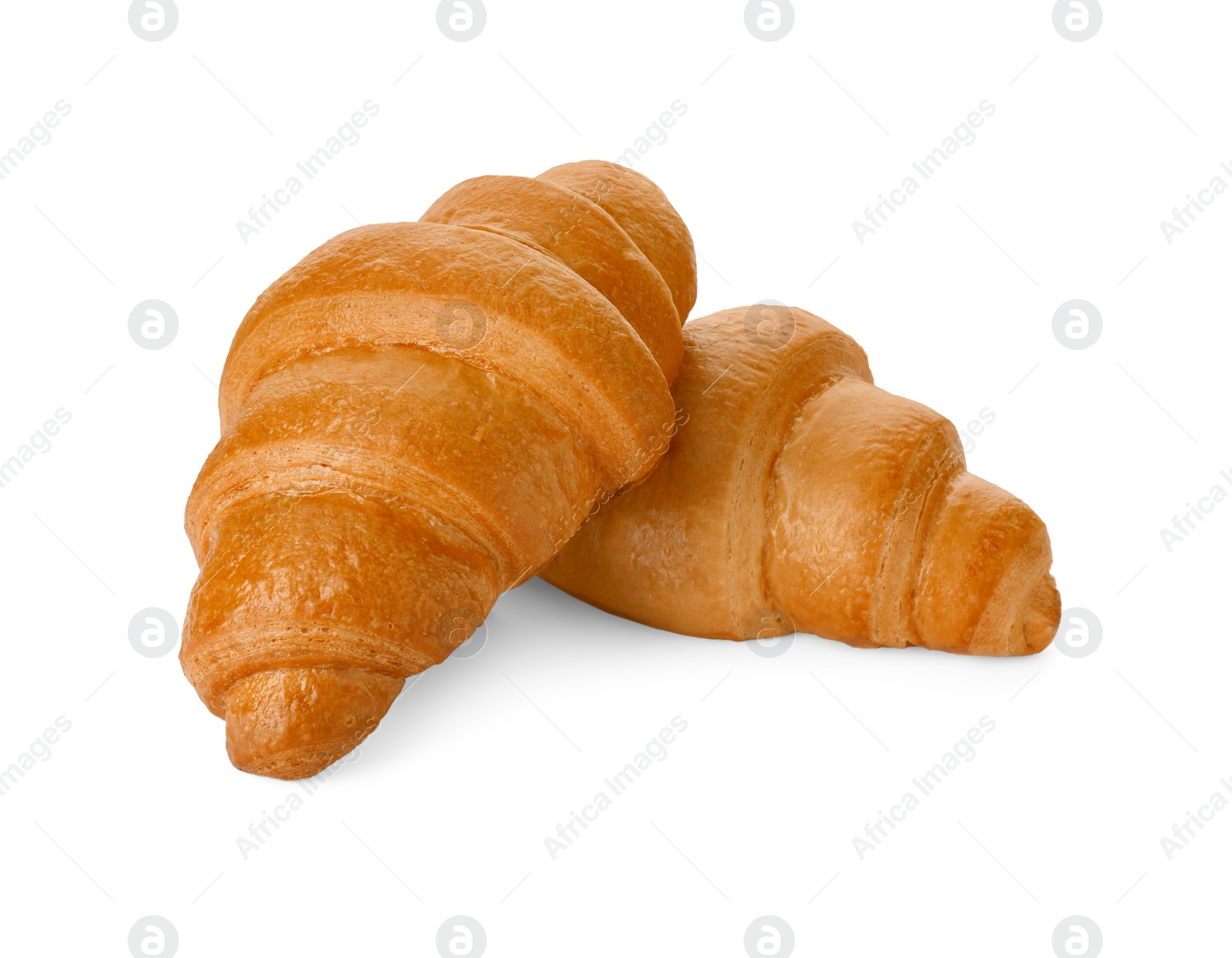 Photo of Delicious croissants isolated on white. Freshly baked pastries