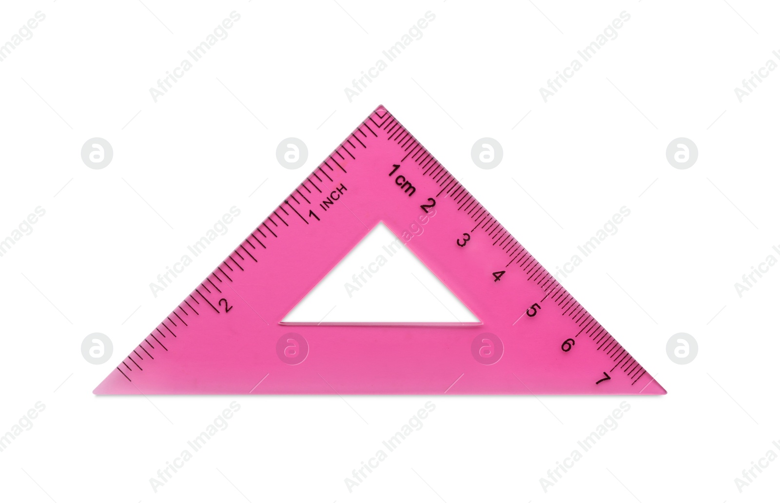 Photo of Colorful ruler on white background. School stationery