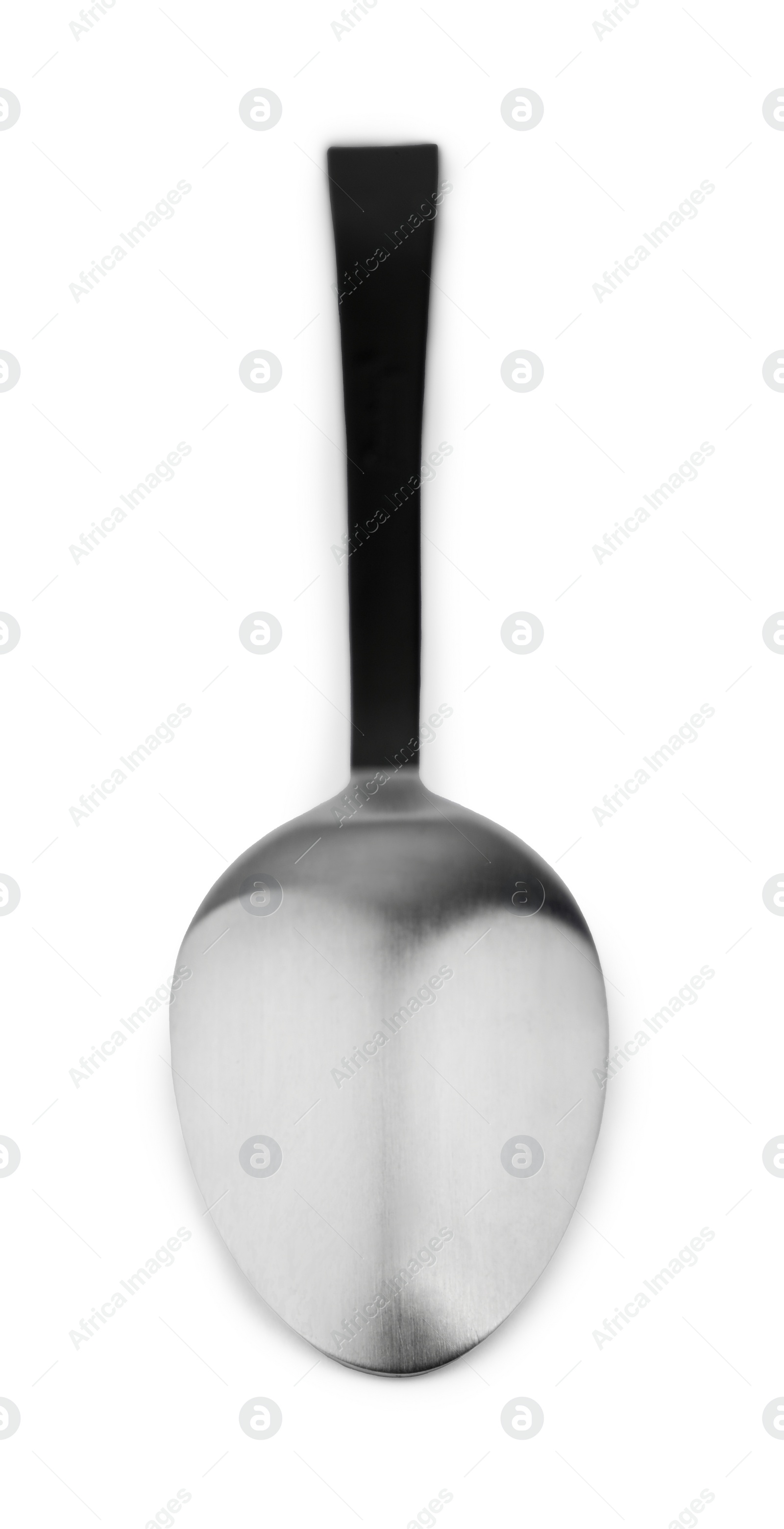 Photo of One new shiny spoon isolated on white