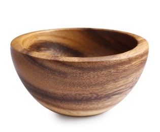 One new wooden bowl on white background