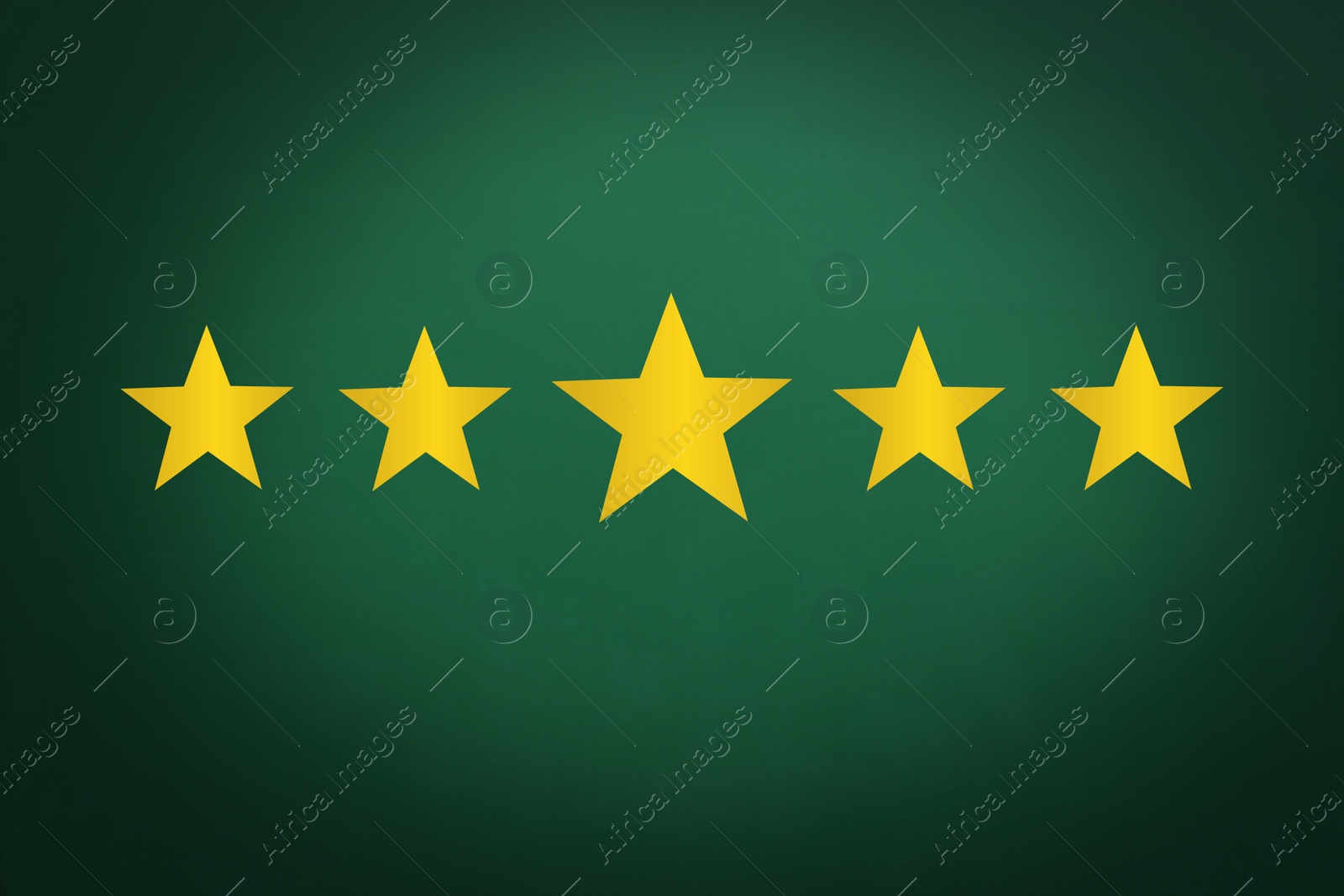 Image of Quality evaluation. Golden stars on green chalkboard