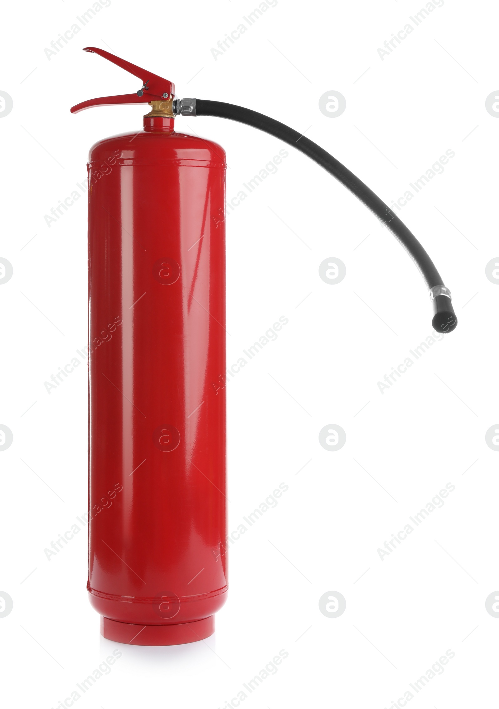 Photo of Fire extinguisher on white background. Safety equipment