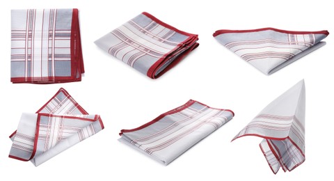 Image of Set with handkerchiefs on white background 