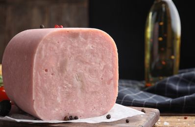 Photo of Piece of tasty fresh ham on table