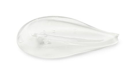 Photo of Sample of clear cosmetic gel on white background