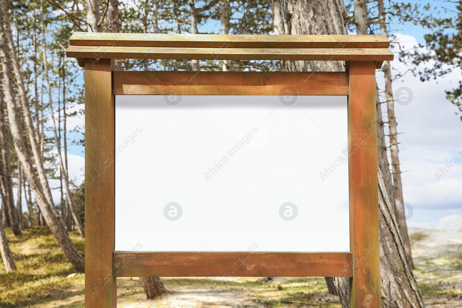 Image of Empty signboard in park. Mock-up for design